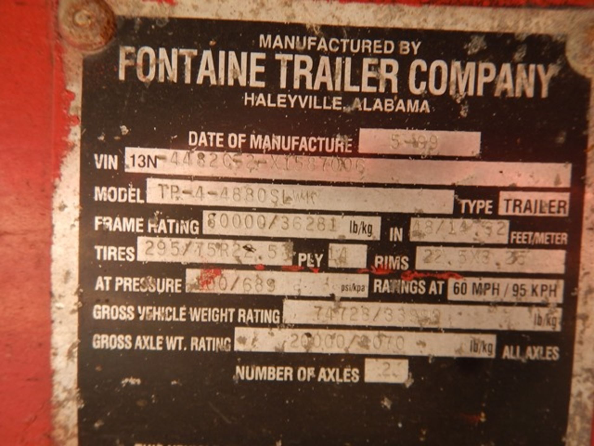 1999 FONTAINE TP-4-4880SLWK EXTENDABLE FLAT BED TRAILER - Image 19 of 23