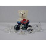 Old Tupton ware bear and 5 crystal animals to include Swarovski