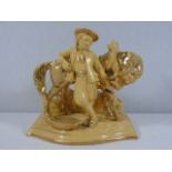 Eichwald porcelain horse and figure pipe stand with match striker