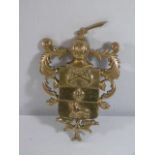 Heavy cast brass shield coat of arms