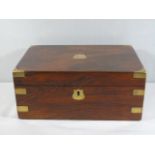 Brass bound walnut writing box with hidden compartment