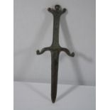 Cast bronze dagger with tribal figeral handle