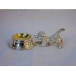 Silver plated puppy and bowl salt