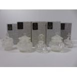 5 Boxed Eric White studio glass scent bottles