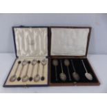 Set of 6 HM silver bean spoons and 5 HM silver spoons