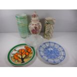 Spode year plate 2000,Wedgwood Clarice Cliff plate Orange Erin, Masons jar and cover Masons vase and