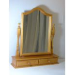 Pine dressing mirror with 2 drawers