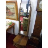 Mahogany cheval mirror with drawer