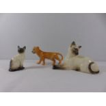 2 Beswick cats and a Beswick lion