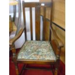 Oak carver chair with tapestry seat