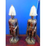 Pair of metal soldier fire companion figures approx. 30" tall