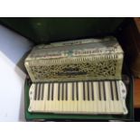Inlaid piano accordion in case by Lukus