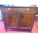 Antique mahogany side cabinet with 2 drawers and 2 doors