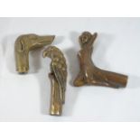 3 Walking stick handles - Dog, Parrot and Lady