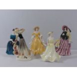 5 Lady figures to include Coalport and Royal Doulton Cherie HN2341