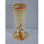 Clarice Cliff Bizarre pattern banded floral vase approx. 9" tall