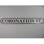 Cast metal Coronation St. road sign approx. 24" x 3"