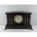 Wooden mantle clock with column decoration and ormalu feet