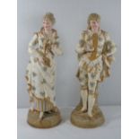Pair of continental porcelain Bisque figures approx. 14" tall