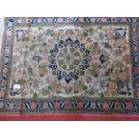 Handmade Oriental carpet with fringed ends, floral