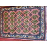 Handmade Oriental carpet with fringed ends, multi