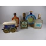 5 American Decanters Ice wagon, Spirit of St. Louis etc.