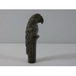 Cast bronze walking stick top in the form of a parrot