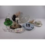 Peter Rabbit cup and saucer together with other figures, glass and china ware