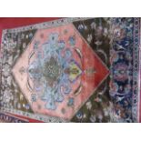 Large Persian handmade rug with multi coloured bir