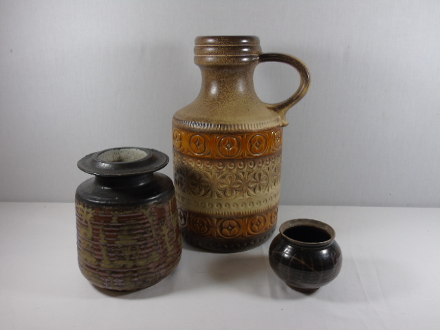 West German vase and 2 stone ware vases