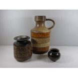 West German vase and 2 stone ware vases