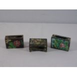 3 Oriental enamelled matchbox holders