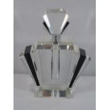 Large black and clear glass fan scent bottle