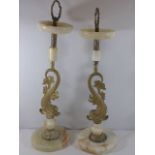 Pair of brass and onyx smoker stands
