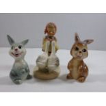 Goebel rabbit cruet set and a Goebel figure of a girl with geese