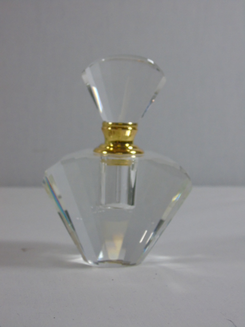 Small cut glass scent bottle approx. 3.5" tall