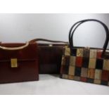 3 vintage handbags to include snakeskin and a patchwork snake and lizard skin examples