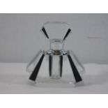 Miniature clear and black glass fan scent bottle