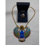 Large impressive Egyptian necklace and and first lock of hair pot stamped .925