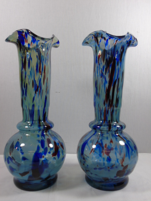 2 End of day glass vases each approx. 12" tall