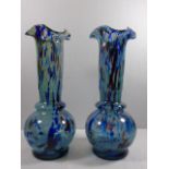 2 End of day glass vases each approx. 12" tall