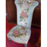 Antique mahogany prix deux chair with tapestry seat and back