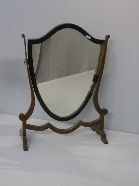 Antique mahogany dressing table mirror in the shape of a shield