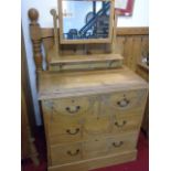 Antique pine dressing chest with mirror