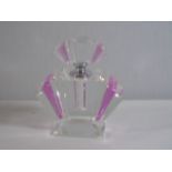 Pink and clear glass fan scent bottle