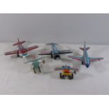 5 Vintage tin plate airplanes