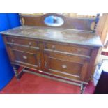 1930's oak barley twist sideboard with mirror back