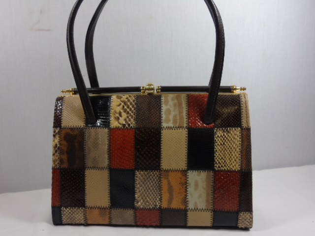 3 vintage handbags to include snakeskin and a patchwork snake and lizard skin examples - Image 4 of 4