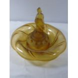 Amber glass 1930's center piece with figural center decoration