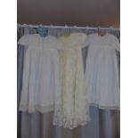 3 Vintage Christening gowns with lace trim